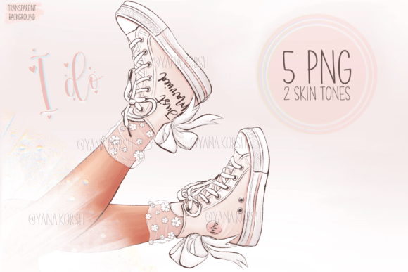 Bride's Sneakers Wedding Clipart: A Fresh Twist on Bridal Design