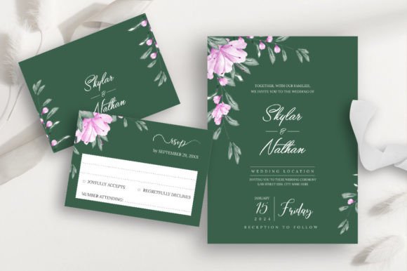 Elegant Watercolor Wedding Invitation Templates in Sage Green