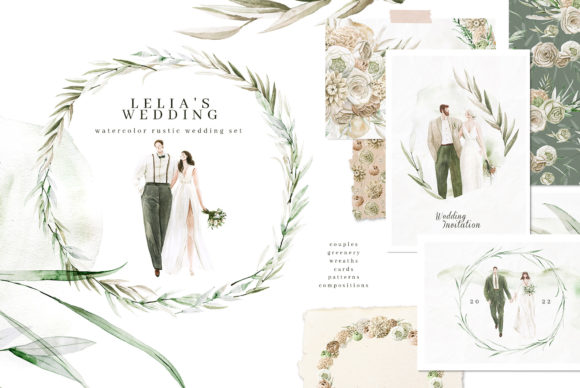 Lelia's Wedding: A Dreamy Rustic Watercolor Design Suite