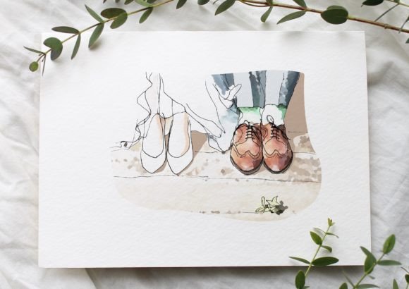 Wedding Theme Illustration: A Freehand Watercolor Collection